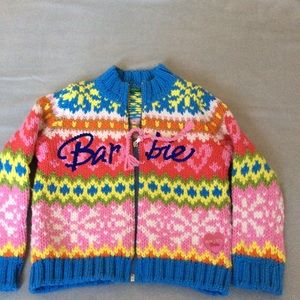 Benetton sweater, girl’s 4, Barbie zip-up.